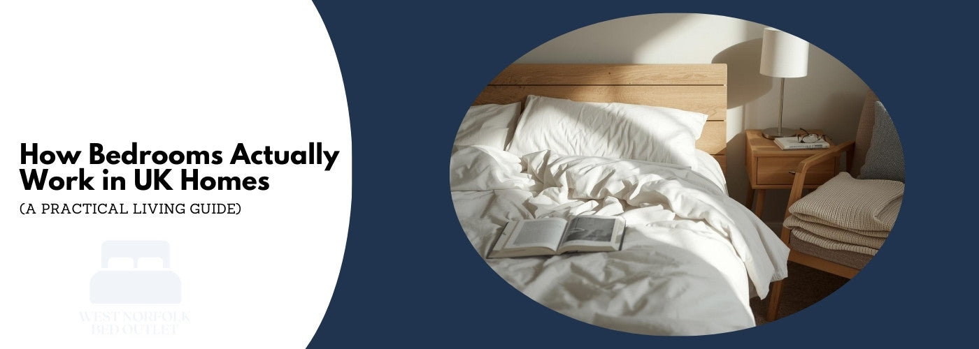 Bed and bedside table with open book