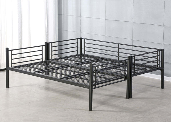 Anmer Metal Bunk Bed – Convertible into Two Single Beds or a Super-King Frame, in Black