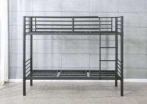 Anmer Metal Bunk Bed with Mesh Bases in Black, Single Over Single
