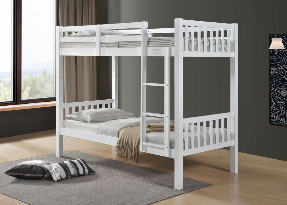 Strong Shaker-Style Wooden Bunk Bed with Extra Thick 22mm Slats, in Oak Finish
