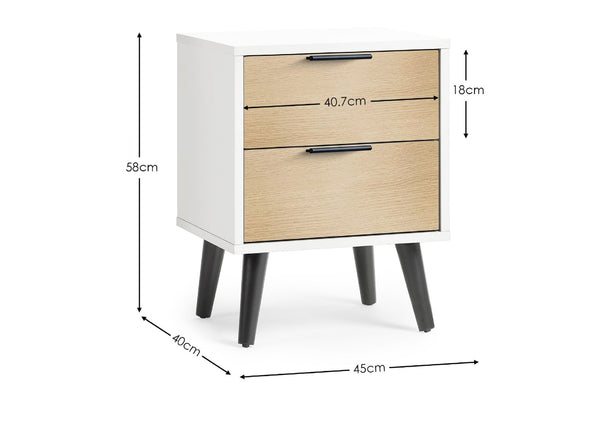 Alba 2 Drawer Bedside