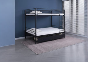 Anslow Quad Bunk in Black Finish, with Metal Storage Drawers