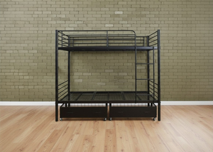 Anslow Quad Bunk in Black Finish, with Metal Storage Drawers