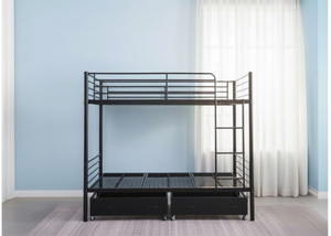 Anslow Bunk Bed in Black Finish, with Metal Storage Drawers