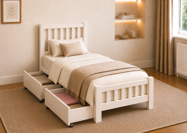 Single Banbury Wooden Bed Frame with 2 Wooden Storage Drawers