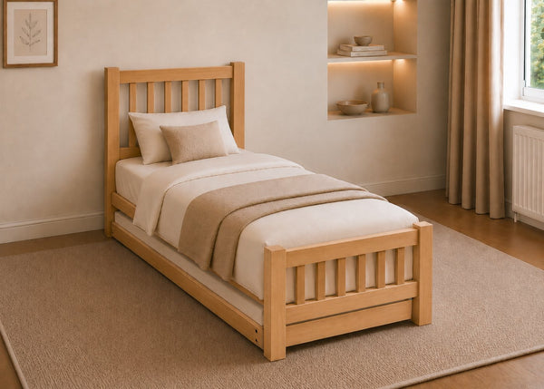 Single Banbury Wooden Bed Frame with Trundle and Mattress