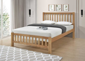 Banham Wooden Bed Frame with Mattress in Oak Finish, Small Double Size
