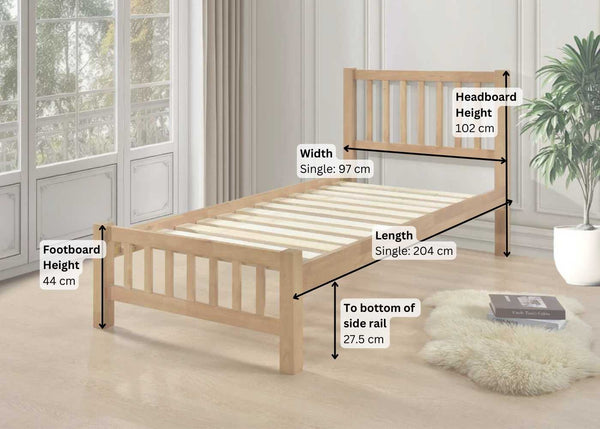 Banham Wooden Bed Dimensions, Single