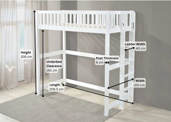 Beccles White High Sleeper Dimensions