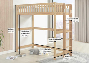 Beccles Wooden High Sleeper Dimensions