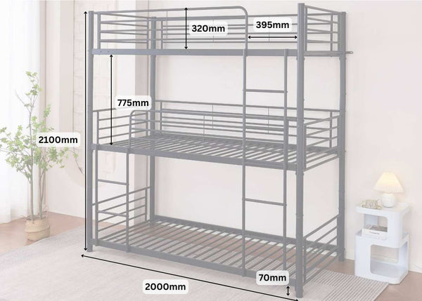 Bircham 3 Tier Bunk Bed Dimensions