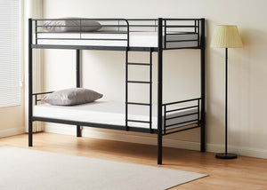 Bircham Bunk Bed with Mattresses in Black, Suitable for Ages 6 and Up, Including Adults