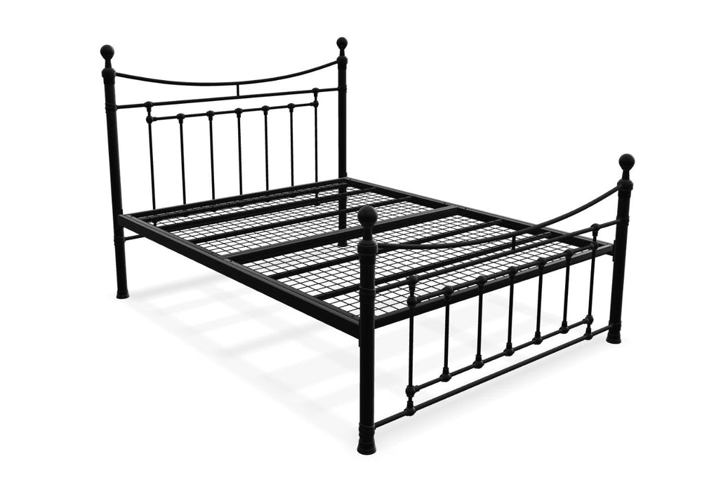 Calthorpe Metal Bed Frame in Black with Mattress, Double Size