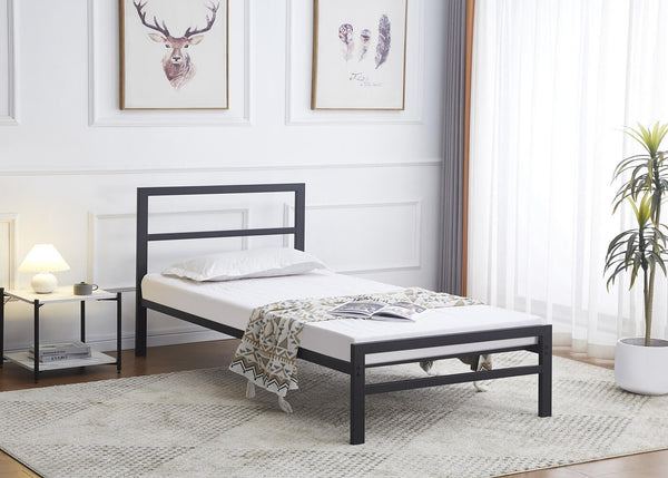 Block Metal Bed Frame with Mattress, Single Size