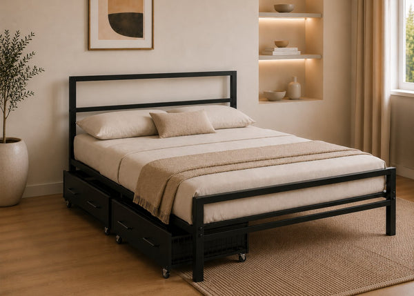 Bloxworth Metal Bed with 2 Metal Storage Drawers