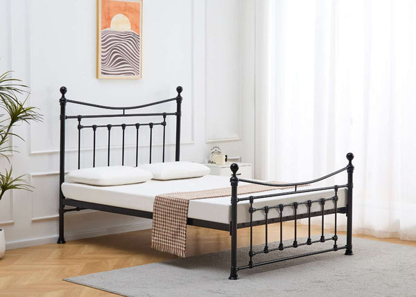 Calthorpe Metal Bed Frame in Black with Mattress, Double Size