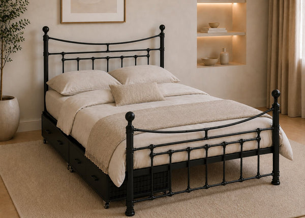 Carlton Metal Bed Frame, with 2 Metal Storage Drawers