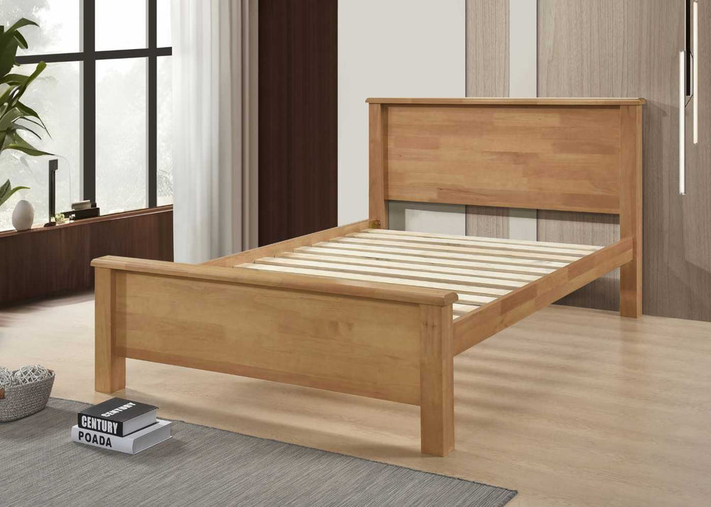 Dereham Wooden Bed Frame with Mattress in Oak Finish, Double Size