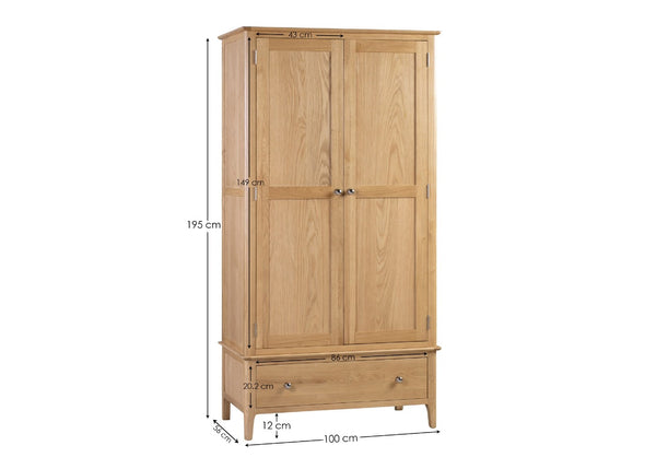 Cotswold 2 Door 1 Drawer Wardrobe