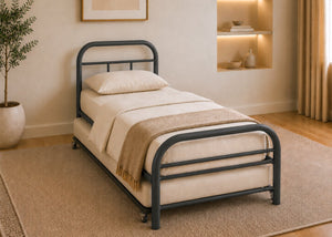 Single Crosby Metal Bed with Trundle and Mattress