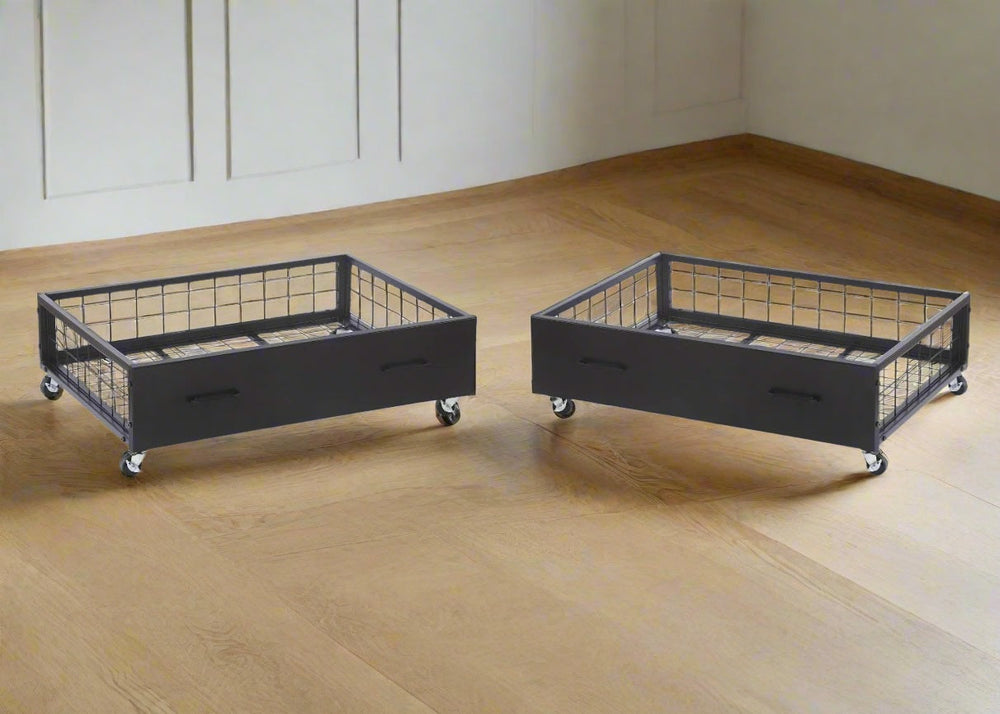 Space-Saving Strong Metal Underbed Storage Drawers in Black