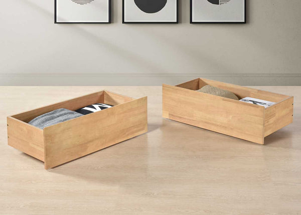 Strong Wooden Underbed Storage Drawers in Oak Finish