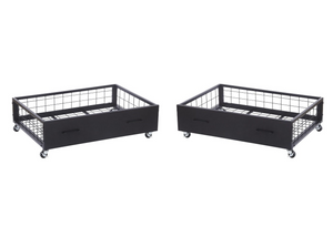 Pair of Metal Underbed Storage Drawers in Black
