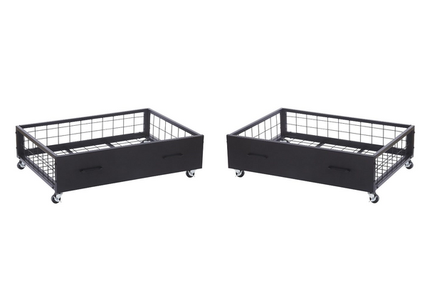 Pair of Metal Underbed Storage Drawers in Black