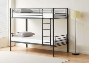 Bircham Bunk Bed with Mattresses in Grey, Detachable Bunk Bed for Kids and Teens