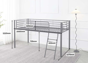 Harpley Metal Mid Sleeper Bed Frame Dimensions in Black, Single Size