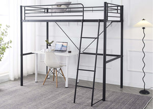 Newton High Sleeper in Black, with Mattress - Suitable for Desk or Storage Space Underneath
