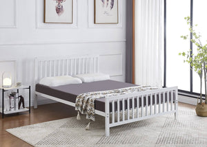 Holkham Metal Bed Base in White, with Mattress in Double Size