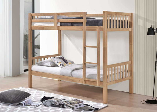 Kelling Wooden Bunk Bed in Oak Finish, Single over Single