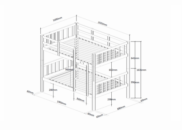 Kelling Wooden Bunk Bed Dimensions