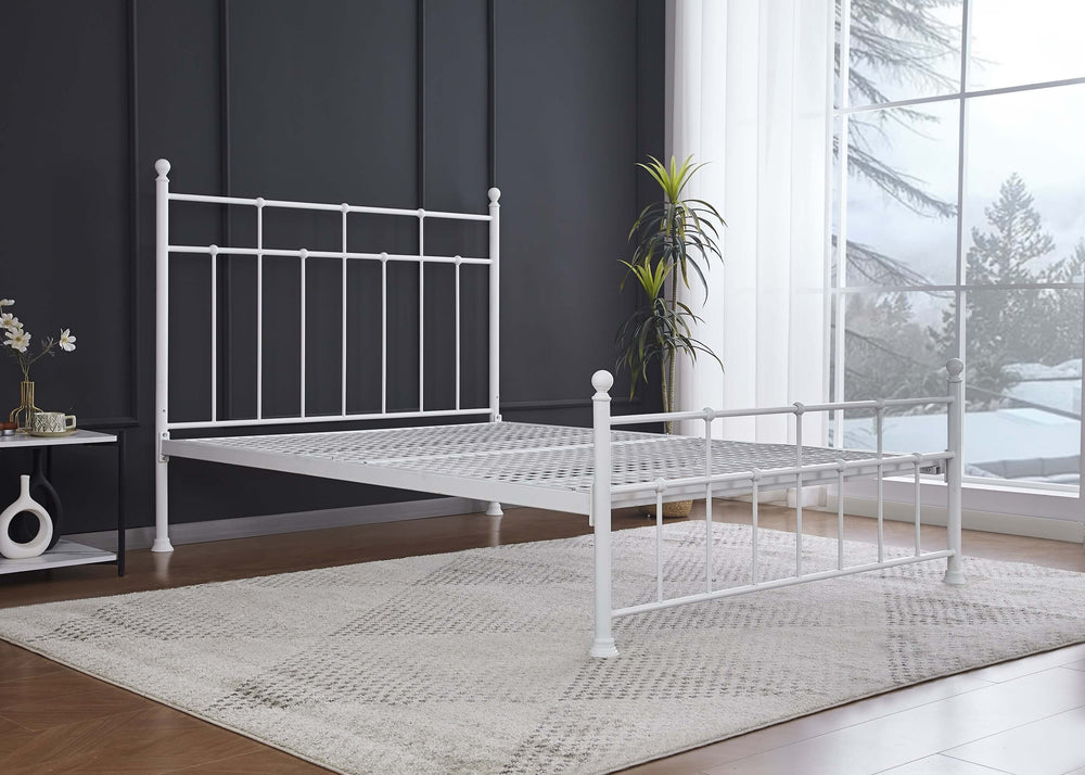 Letton Metal Bed Frame with Mattress in Black, Small Double Size