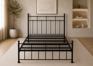 Letham Black Metal Bed with Mesh Base