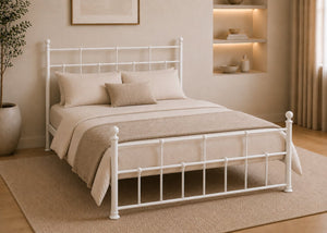 Letham White Metal Bed