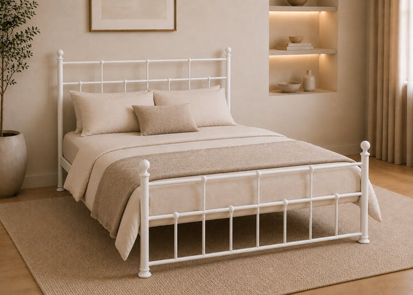 Letham White Metal Bed