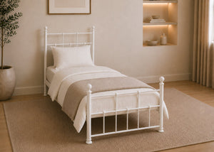 Single Letham White Metal Bed
