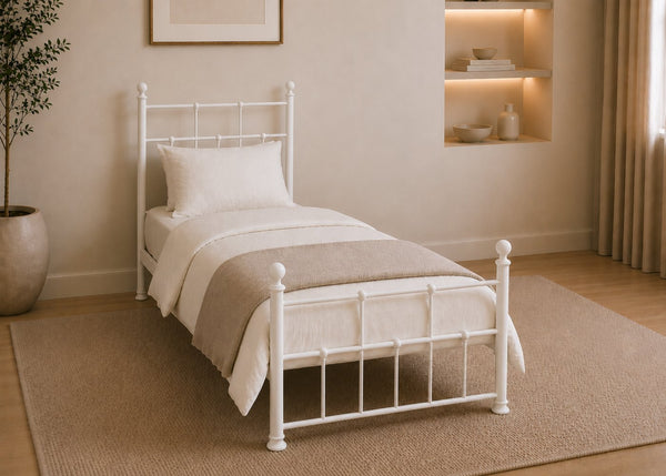 Single Letham White Metal Bed