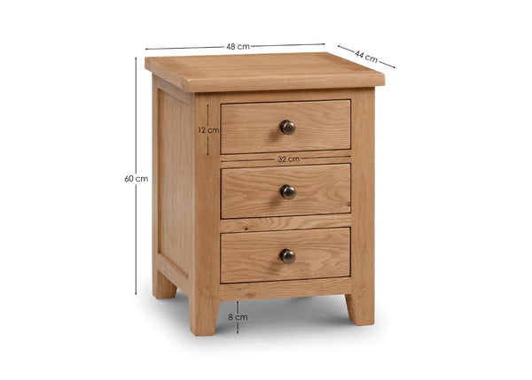 Marlborough 3 Drawer Bedside