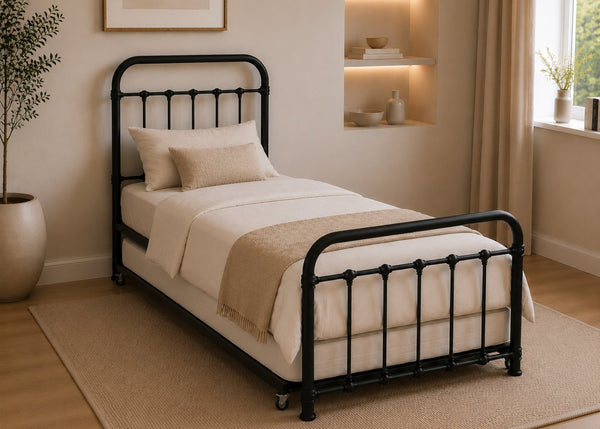 Single Melcombe Metal Bed with Trundle and Mattress