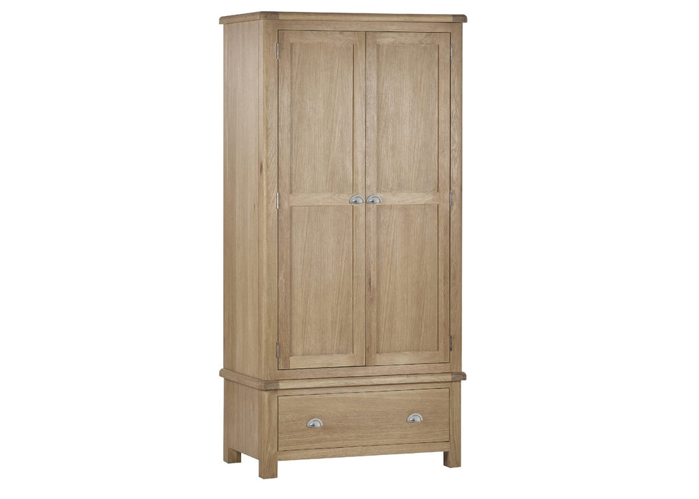 Memphis Limed Oak 2 Door 1 Drawer Wardrobe