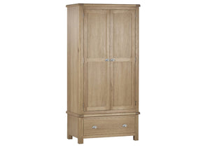 Memphis Limed Oak 2 Door 1 Drawer Wardrobe
