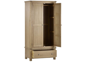 Memphis Limed Oak 2 Door 1 Drawer Wardrobe