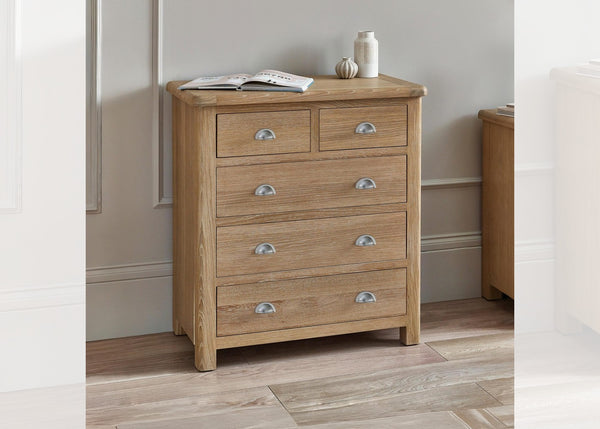 Memphis Limed Oak 3 + 2 Drawer Chest