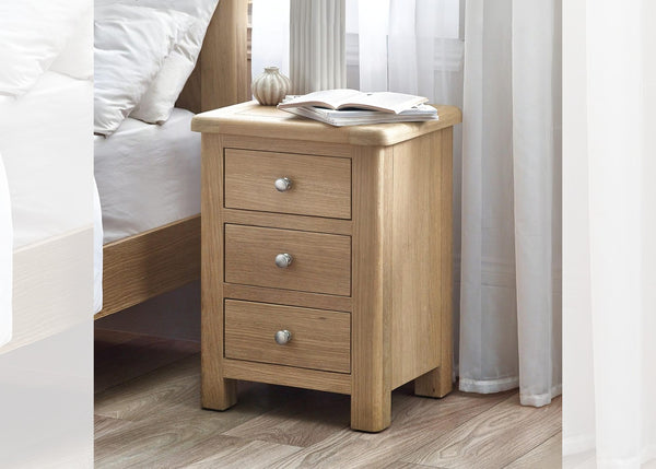 Memphis Limed Oak 3 Drawer Bedside