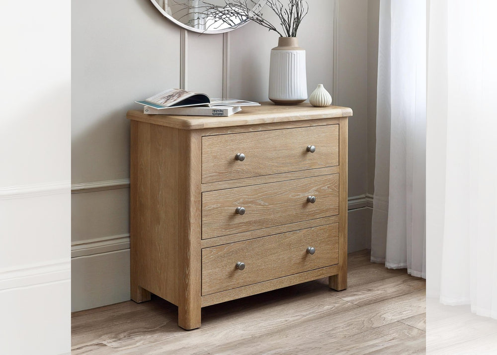Memphis Limed Oak 3 Drawer Chest