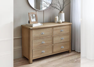 Memphis Limed Oak 6 Drawer Wide Chest