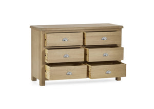 Memphis Limed Oak 6 Drawer Wide Chest